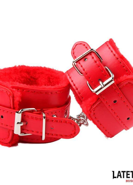 Furry Ankle Cuff Red