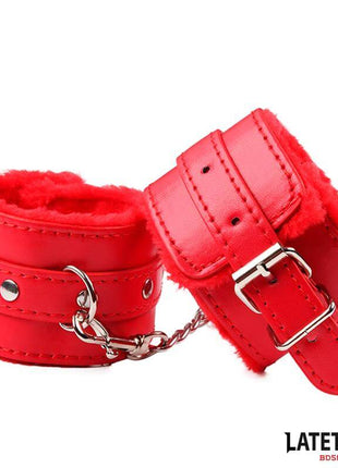 Furry Ankle Cuff Red