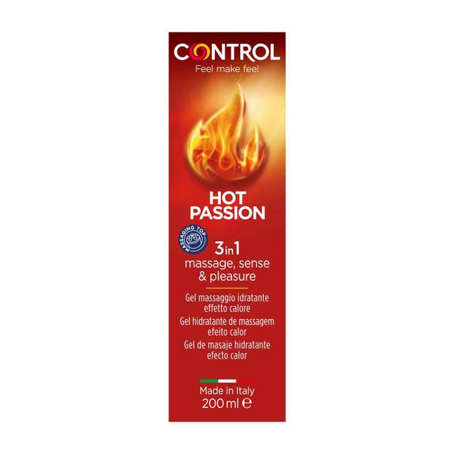 Massage Gel Hot Passion 200 ml with warming effect and innovative 5-sphere cap for sensual full-body massage
