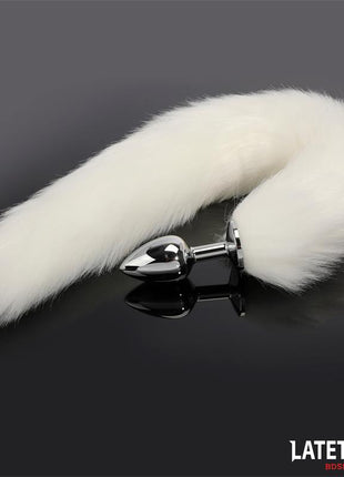 Anal plug with tail White 40 cm