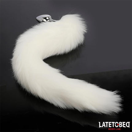 Anal plug with tail White 40 cm