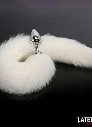 Anal plug with tail White 40 cm
