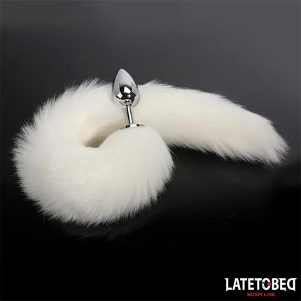 Anal plug with tail White 40 cm