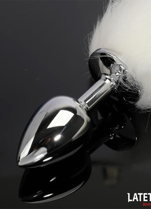 Anal plug with tail White 40 cm