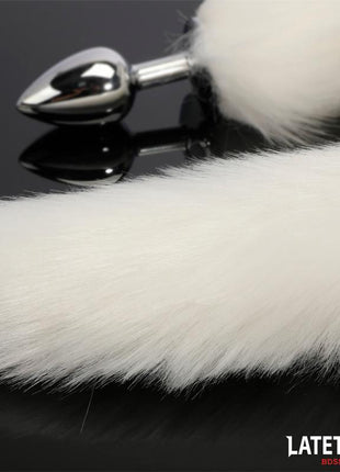 Anal plug with tail White 40 cm