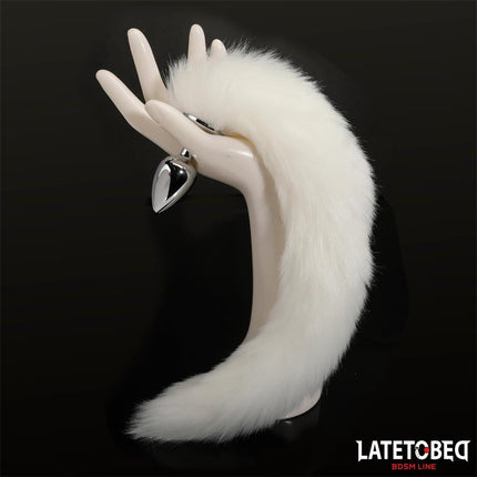 Anal plug with tail White 40 cm