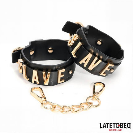 SLAVE Handcuff with Golden Chain