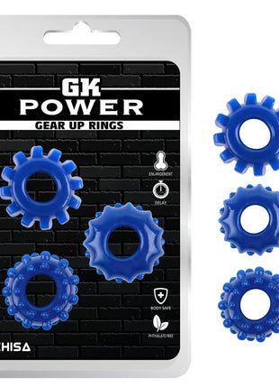 Kit 3 Cock Ring Gear Up Blue
