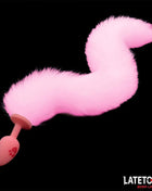 Pink Silicone Fox Tail Anal Plug Pink