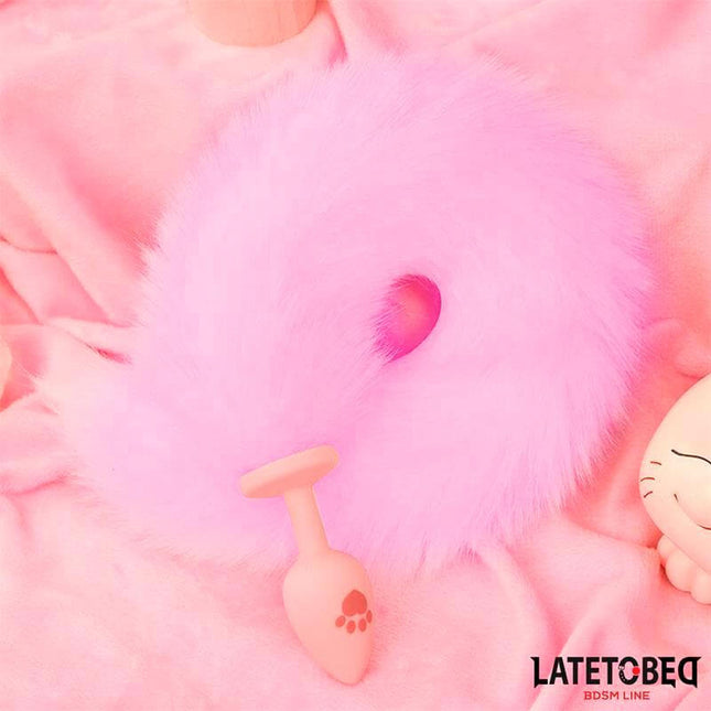 Pink Silicone Fox Tail Anal Plug Pink