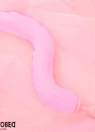 Pink Silicone Fox Tail Anal Plug Pink