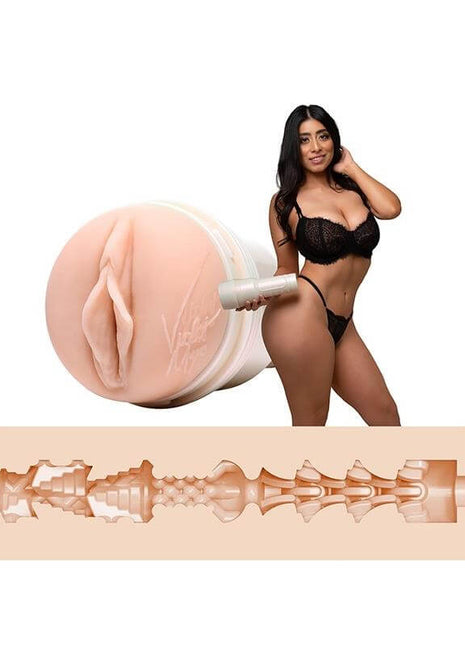 Violet Myers Waifu masturbator sleeve in flesh tone with Indulge texture and pearlescent Fleshlight case