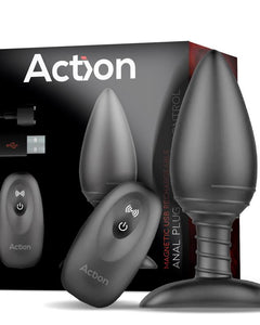 Asher Butt Plug with Remote Control Magnetic USB Black
