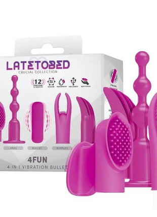 4Fun vibrating bullet with 4 interchangeable silicone sleeves USB rechargeable waterproof