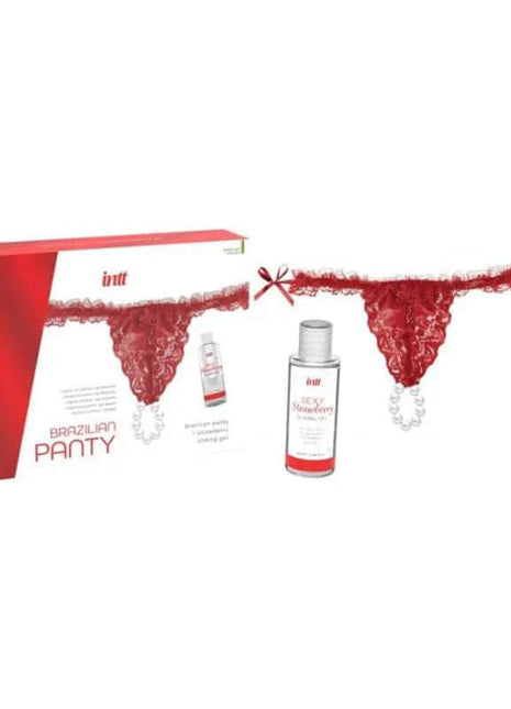 Red Brazilian Panty and Strawberry Slide Gel 50 ml