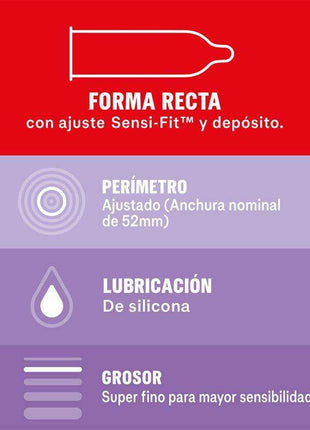 Pack of 12 ultra thin Condoms Super Thin with Sensi-Fit adjustment, transparent and lubricated