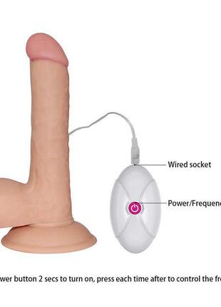 Ultra Soft Dude flesh-tone dildo with realistic texture and wired remote control