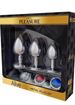 3 Metal Butt Plug Set with Jewel