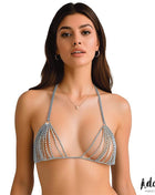 Mireya Sparkly Bra Silver One Size