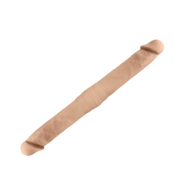Double Dildo Dual Density Double Dong S flesh with two realistic veined shafts, rounded glans, and flexible body