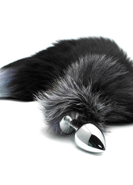 Black And White Fox Tail Plug L