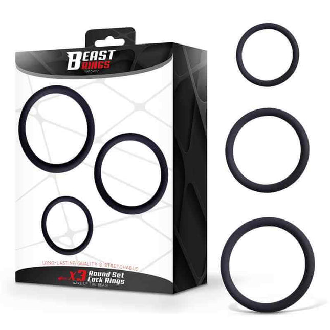 Set of 3 Penis Rings Silicone S, M and L