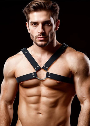 Darom Male Chest Bondage Harness Vegan Leather