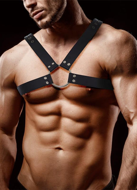Darom Male Chest Bondage Harness Vegan Leather