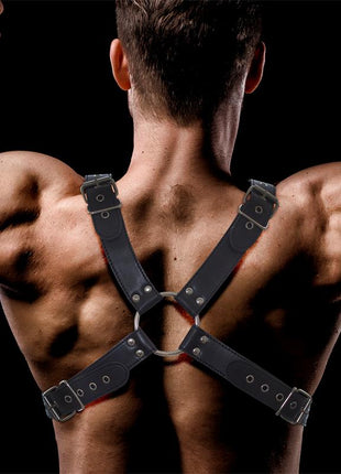 Darom Male Chest Bondage Harness Vegan Leather