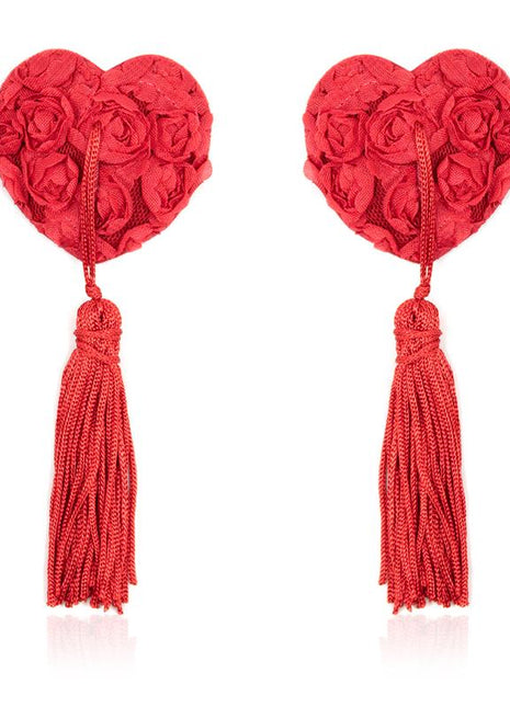 Rose Heart Nipple Covers Red