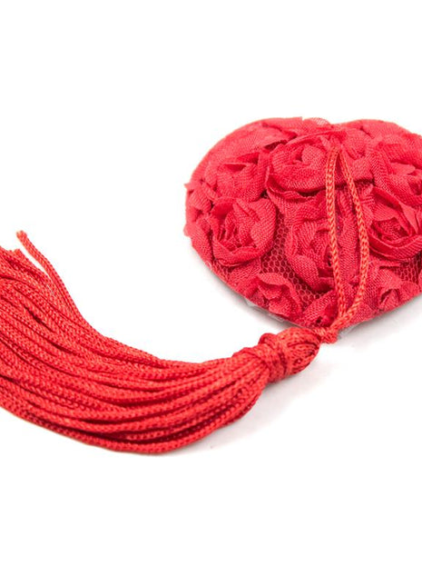 Rose Heart Nipple Covers Red