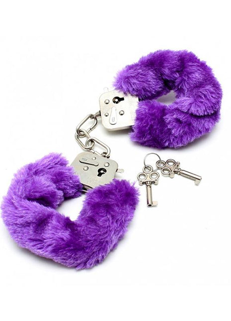 Police cuffs with Purple Fur Adjustable