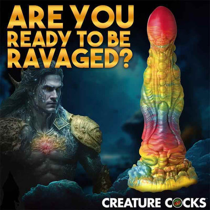 Majestic Merman Silicone Dildo featured with a fantasy character, vibrant design, premium adult wellness product.