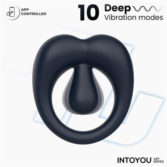 Kenny Penis Ring with Clitoris Stimulator and APP Dark Blue