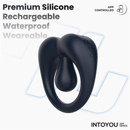 Kenny Penis Ring with Clitoris Stimulator and APP Dark Blue