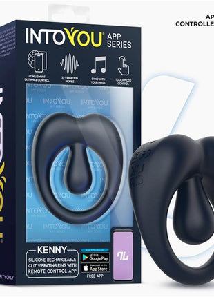 Kenny Penis Ring with Clitoris Stimulator and APP Dark Blue