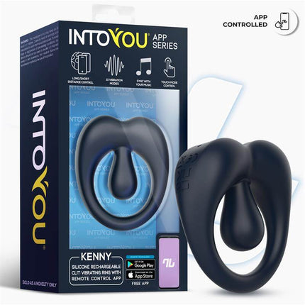 Kenny Penis Ring with Clitoris Stimulator and APP Dark Blue