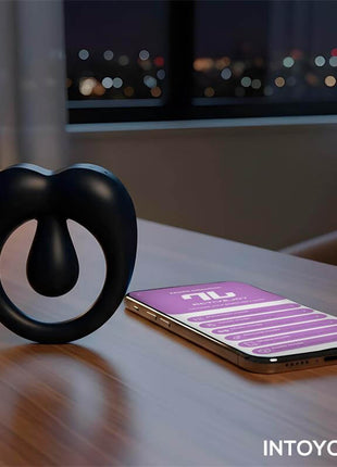Kenny Penis Ring with Clitoris Stimulator and APP Dark Blue
