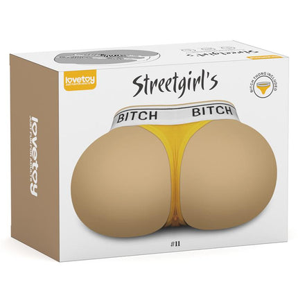 Masturbator Streetgirls 11 ass-shaped dual-entry TPE masturbator with yellow thong and realistic textured design