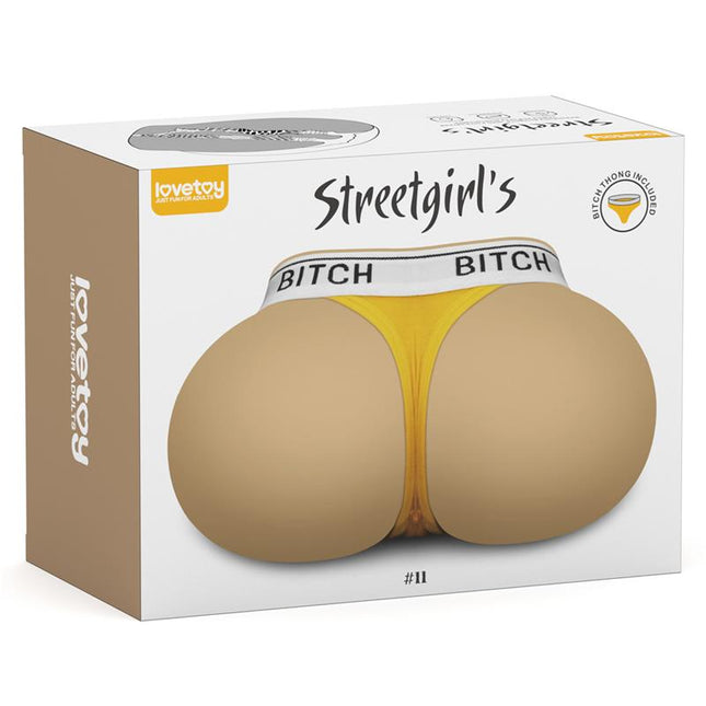 Masturbator Streetgirls 11 ass-shaped dual-entry TPE masturbator with yellow thong and realistic textured design