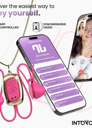 Tickly Nipple Clamps ith Vibration, Remote and Necklace with App