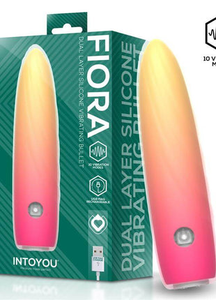 Fiora dual-layer silicone vibrating bullet, compact pink vibrator with ergonomic shape and waterproof design