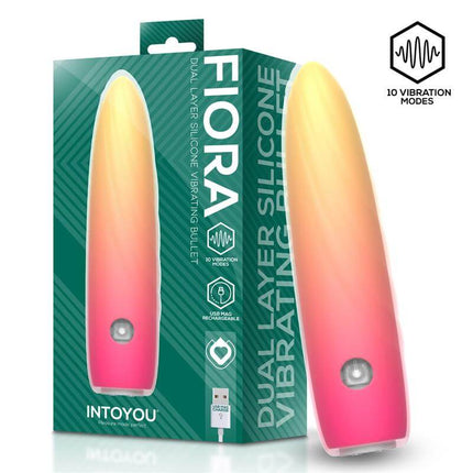 Fiora dual-layer silicone vibrating bullet, compact pink vibrator with ergonomic shape and waterproof design
