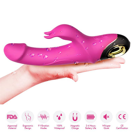 360º Rotation Rabbit vibrator Pink