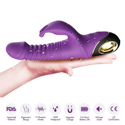 Vibrator with Thrusting and 360º Wiggling Purple