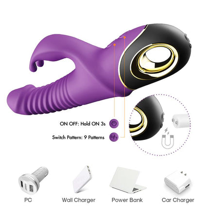 Vibrator with Thrusting and 360º Wiggling Purple