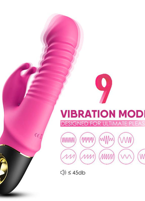 Vibrator with Thrusting and 360º Wiggling Pink