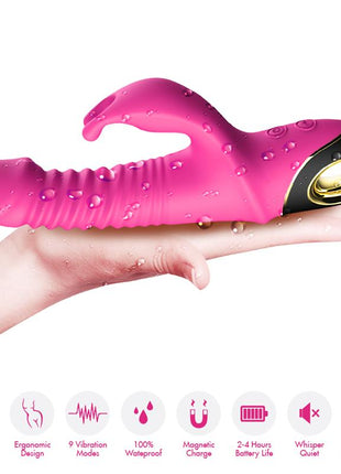 Vibrator with Thrusting and 360º Wiggling Pink