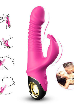 Vibrator with Thrusting and 360º Wiggling Pink