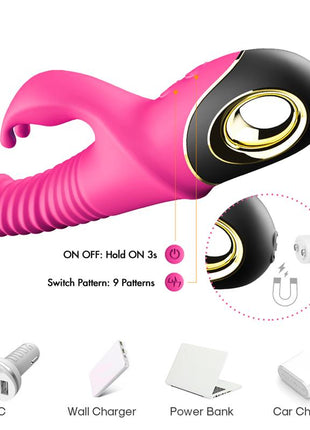 Vibrator with Thrusting and 360º Wiggling Pink